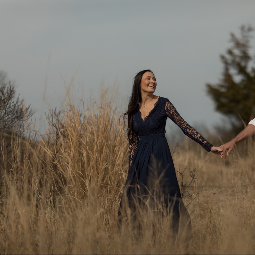Awaken My Love Navy Blue Long Sleeve Maxi